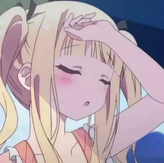 🤍 7493ab08 animé, fille, épuisée, sueur, dessin animé, fatiguée telegram sticker