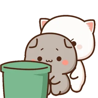 💬 a234c1ea 만화, 카와이, 귀여운, 고양이, 쓰레기, 녹색 telegram sticker