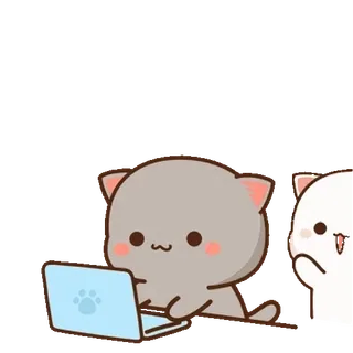 💬 ce99515c 고양이, 컴퓨터, 노트북, 귀여운, 카와이, 피치 앤 고마, 만화 telegram sticker
