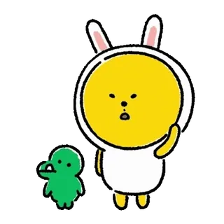 💬 c9f96dbd animal, dessin animé, mignon, personnage, jaune, vert, lapin telegram sticker