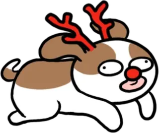 💬 4c145932 cão, desenho animado, animal, rena, natal, engraçado whatsapp sticker