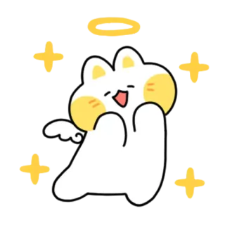 💬 6adbdd8e gatto, angelo, aureola, kawaii, carino, allegro, cartone animato telegram sticker