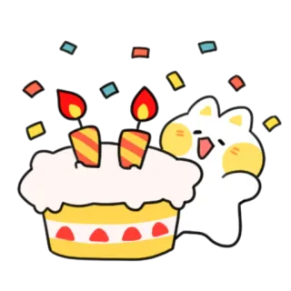 💬 8accad93 compleanno, torta, festa, gatto, coriandoli, carino telegram sticker