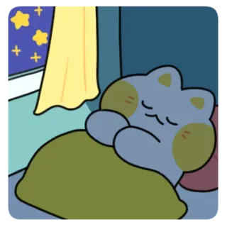 💬 a4fba887 gatto, dormire, cartone animato, notte, stelle, letto, carino telegram sticker