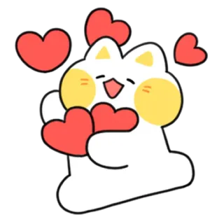 💬 e17f3308 gatto, cuori, amore, cartone animato, carino telegram sticker