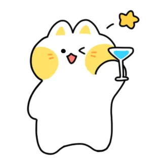 💬 f69c0ef0 carino, kawaii, gatto, cartone animato, bevanda, cocktail, stella telegram sticker