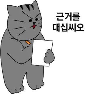 💬 d1681c17 근거를 대십시오 kot, kreskówka, zły, pytanie, papier, pisanie telegram sticker