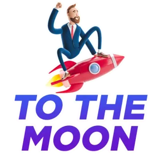 😌 58e5f5ef TO THE MOON foguete, lua, sucesso, desenho animado, motivação, conquista whatsapp sticker