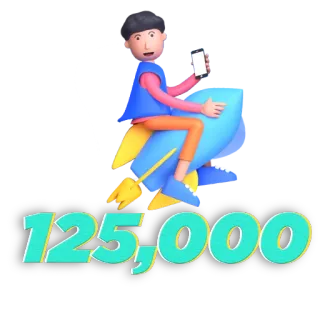 🤓 f0becf31 125,000 número, celebração, sucesso, foguete, conquista whatsapp sticker