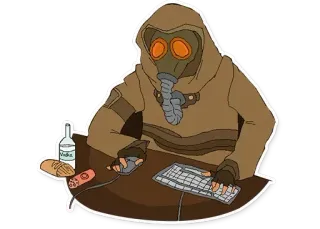 👽 d300fdcc masque à gaz, sweat à capuche, vodka, pain, ordinateur, clavier, gaming, stalker whatsapp sticker