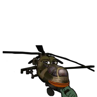 🚁 ea523334 Pepe the Frog ヘリコプター, 軍事, ペペ, ミーム, 不快, 乗り物 telegram sticker