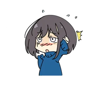 😮 02073fc2 动漫, 卡通, 女孩, 伤心, 压力大, 困惑 whatsapp sticker