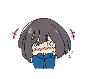 😳 165cde7e 动漫女孩, 害羞, 卡哇伊, 可爱, 焦虑 whatsapp sticker