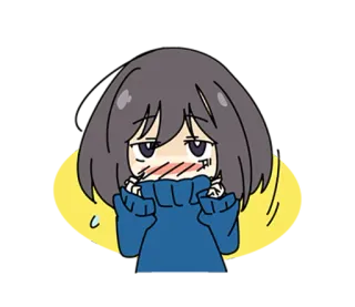 🙊 35c7fb8c 动漫, 卡通, 女孩, 毛衣, 脸红, 害羞 whatsapp sticker