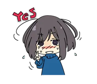 ✌ 390559db Yes 动漫, 卡哇伊, 可爱, Q版, 女孩, 是的, 和平符号, 批准 whatsapp sticker