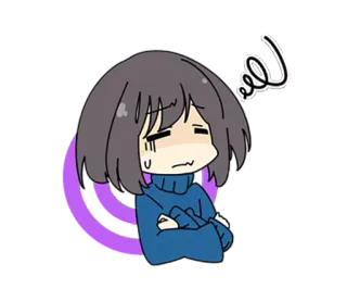 😕 b215e1a7 动漫, 漫画, 卡通, 女孩, 伤心, 沮丧, 情绪, 贴纸 whatsapp sticker