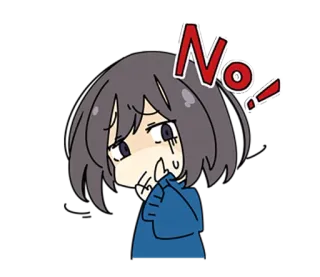 🙅 d7ee2010 No! 动漫, 女孩, 悲伤, 拒绝, 不 whatsapp sticker