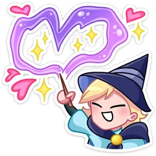 😍 99c3e885 волшебник, магия, мультфильм, наклейка, фэнтези, звезды, сердечки whatsapp sticker