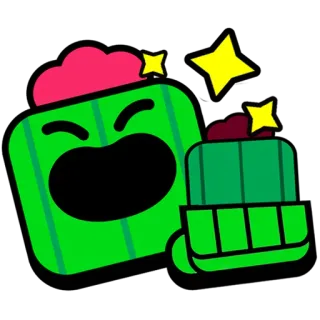 ✨ 951df290 Spike Brawl Stars cactus, jeu vidéo, joyeux, personnage, dessin animé whatsapp sticker