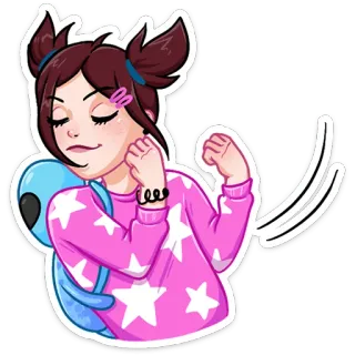 ☺️ 101d20e2 fille, alien, étoiles, rose, dessin animé, autocollant telegram sticker