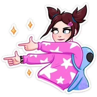 👈 409375e2 fille, pose, étoiles, rose, animé, dessin animé, autocollant, mode telegram sticker