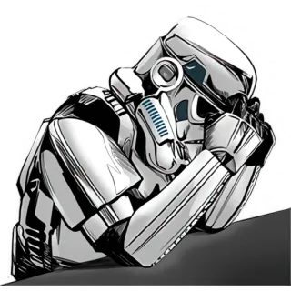 🧠 801d9b71 Stormtrooper Star Wars 冲锋队员, 星球大战, 伤心, 头盔, 科幻, 沮丧 telegram sticker