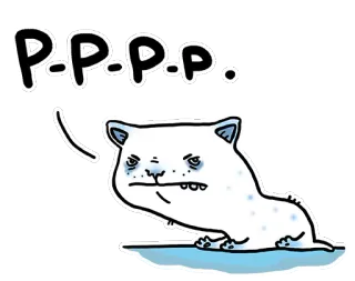 😡 5fd1e47c P-P-P-P- chat, animal, dessin animé, mignon, chat blanc, boudeur, expression telegram sticker