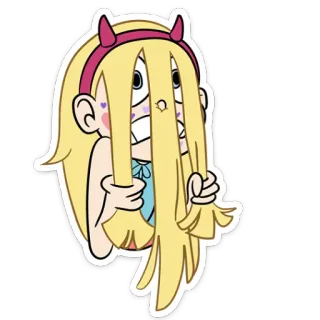 😬 7d60a5d6 Star Butterfly Star vs. the Forces of Evil kreskówka, Star Butterfly, naklejka, blond włosy, rogi, animacja telegram sticker