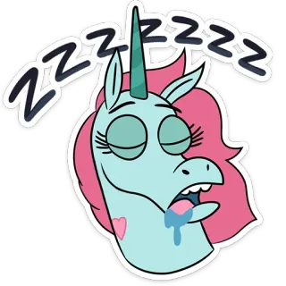 😴 b7ad0f5f ZZZZZZ Kreskówka, Jednorożec, Śpiący, zzz, Słodki, Naklejka telegram sticker