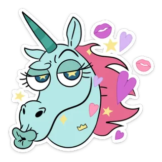 😘 d74c7d08 jednorożec, kreskówka, gwiazdy, serca, pocałunek, słodki, kapryśny telegram sticker