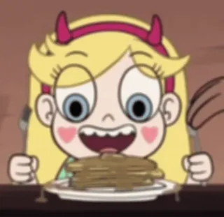 ⭐️ e2005c73 Star Butterfly Star vs. the Forces of Evil dessin animé, animé, Star Butterfly, manger, crêpes, nourriture telegram sticker