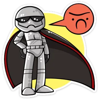 😡 44783973 Kreskówka, Postać, Zły, Peleryna, Okulary przeciwsłoneczne, Naklejka telegram sticker