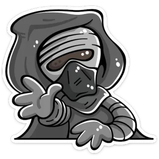 😵 709e3f7a postać w kapturze, kreskówka, postać, szary, naklejka telegram sticker