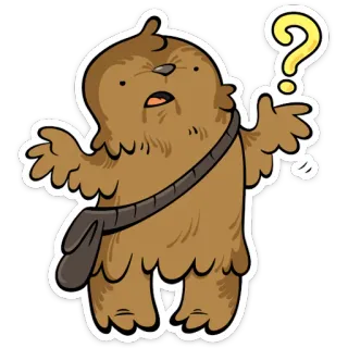 😯 aa22d321 Chewbacca Chewbacca, Star Wars, Wookiee, Kreskówka, Znak zapytania, Brązowy, Słodki telegram sticker