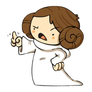 😠 46a29426 Princess Leia Star Wars princesse leia, star wars, dessin animé, science-fiction, personnage de film, film whatsapp sticker