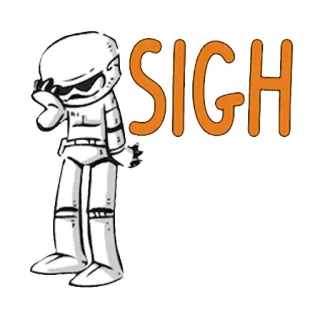 😐 81cbf38f SIGH soupir, dessin animé, personnage, émotion, frustration, blanc, orange whatsapp sticker