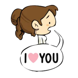 ❤ ac696207 I ❤ YOU amour, cœur, dessin animé, mignon, fille, expression whatsapp sticker