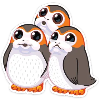 😮 c11261dd Porg Star Wars 波格鸟, 星球大战, 可爱, 动物, 鸟, 贴纸 telegram sticker