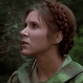 💫 3617fd3a Princess Leia Star Wars Princesa Leia, Star Wars, personaje de película, ciencia ficción, película, retrato, mujer, trenzas telegram sticker