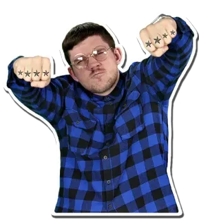 🤓 13bae1ba 男人, 纹身, 星星, 冒犯, 手势, 中指 telegram sticker