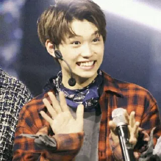 🌙 a52681a8 lächelnd, Junge, Flanell, Mann, Sänger, Mikrofon telegram sticker