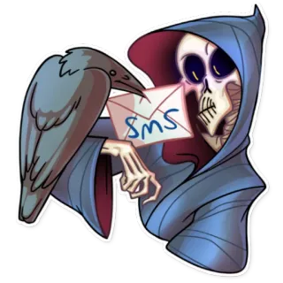 ✉ 359797a9 SMS 死亡, 死神, 短信, 乌鸦, 电子邮件 telegram sticker