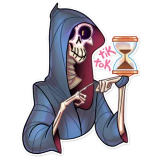 ⌛ 772fb381 tik tok 死神, 骷髅, 死亡, 沙漏, 时间, 抖音 telegram sticker