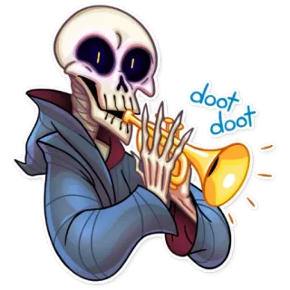 🎺 9cfcece5 doot doot 骷髅, 喇叭, 音乐, doot doot, 搞笑, 恐怖, 卡通, 动画 telegram sticker
