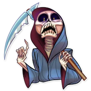 😨 d41e4dec Grim Reaper 死神, 死亡, 骷髅, 镰刀, 万圣节, 恐怖 telegram sticker