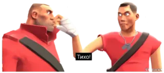 🤫 fb9d4d95 Team Fortress 2 Тихо! Team Fortress 2, 侦察兵, 士兵, 电子游戏, 梗 telegram sticker