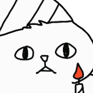 💬 a19ef91c แมว, เทียน, ภาพวาด, สีขาว, เรียบง่าย, น่ารัก telegram sticker