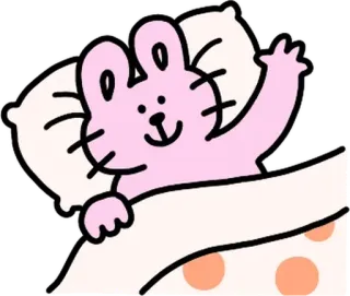 💬 523ded26 кролик, спящий, подушка, одеяло, мультфильм, животное, милый, перед сном telegram sticker