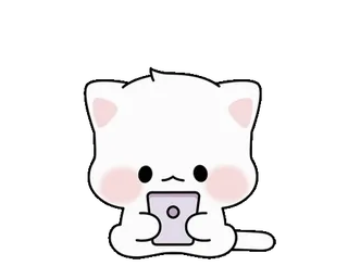 💬 f426d4af mèo, dễ thương, kỹ thuật số, iPad, kawaii, trắng, đáng yêu, đang chơi, máy tính bảng telegram sticker