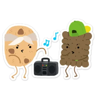 😤 0c9f56d0 biscotti, musica, boombox, cartoni animati, cibo, ballo telegram sticker